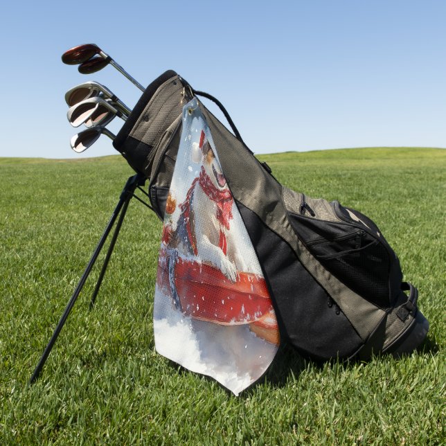 Toalla De Golf Perro español de Bretaña en Navidades escabechosos (Verde)