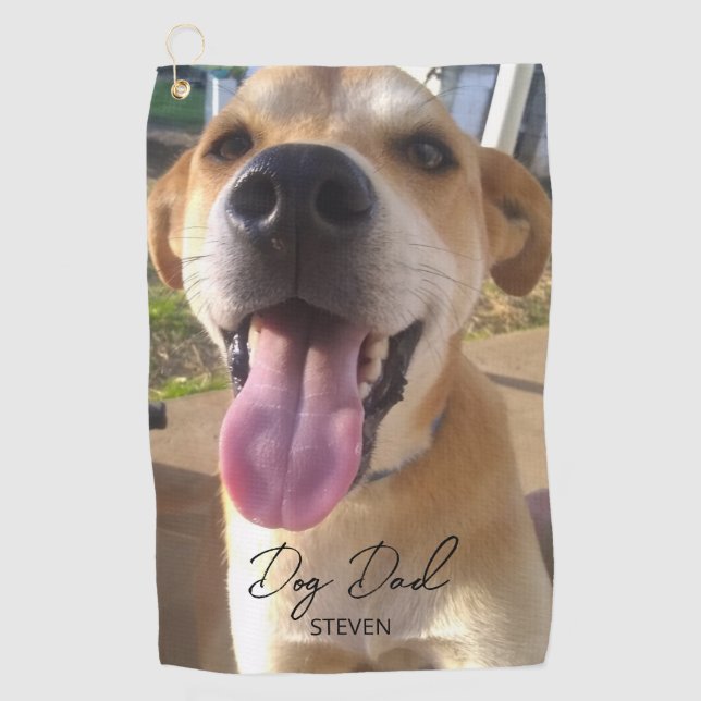 Toalla De Golf Perro Foto Perro Papá Personalizado (Anverso)