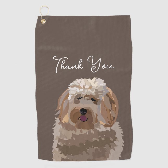 Toalla De Golf Perro Labradoodle Lindo Personalizado (Anverso)