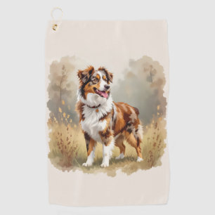 Toalla De Golf Perro Pastor Australiano Merle Rojo Aussie
