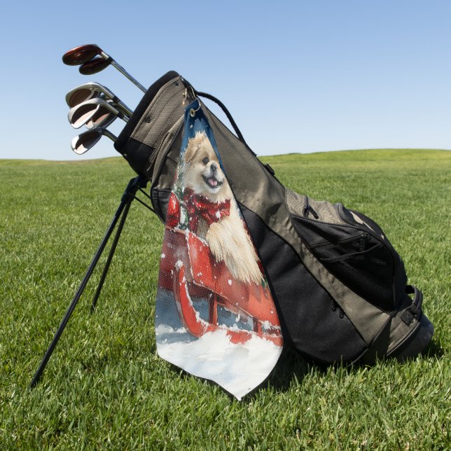 Toalla De Golf Perro pekinés con mangas en el agua deja que nieve (Verde)