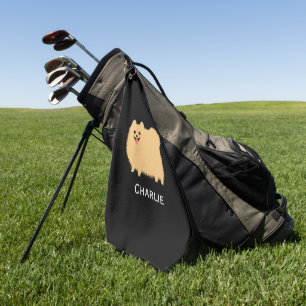 Toalla De Golf Perro tierno de Pomerania esponjoso con nombre per