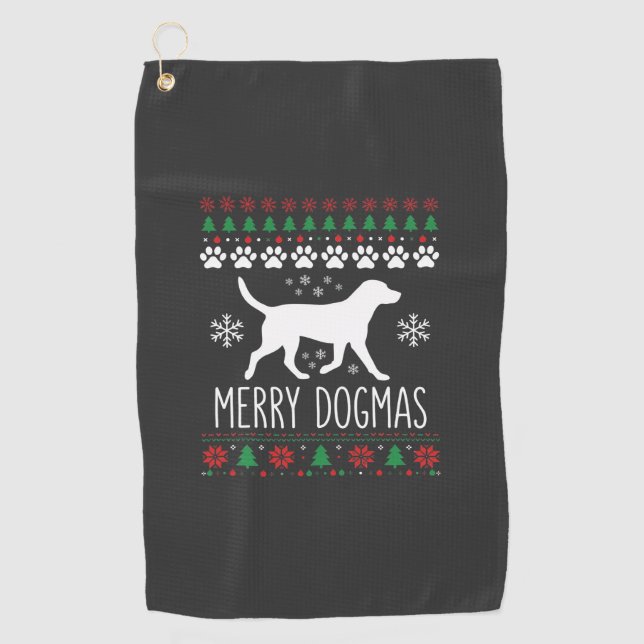 Toalla De Golf Perro Vector de Navidad de Dogmas Alegres (Anverso)