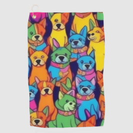 Toalla De Golf Perros alegres y coloridos, perros felices