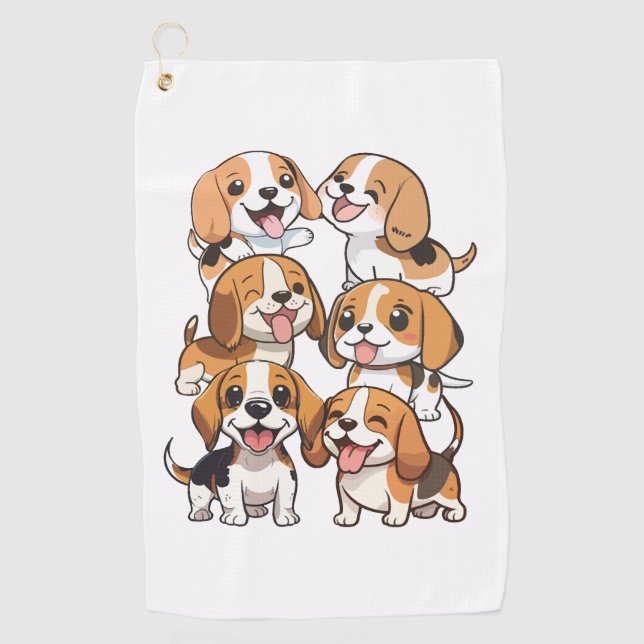 Toalla De Golf perros beagles adorables (Anverso)