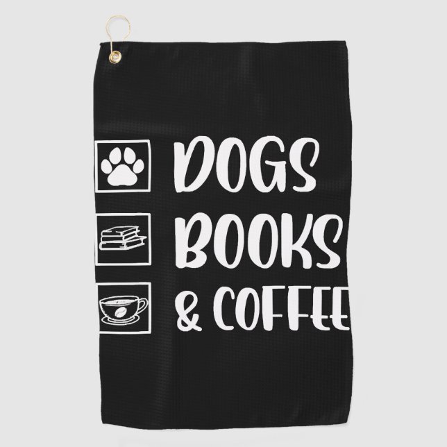 Toalla De Golf Perros Libros Café Perro divertido (Anverso)