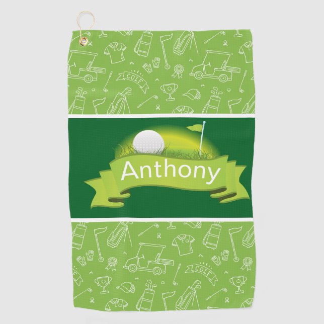 Toalla De Golf Personaliza Verde  (Anverso)