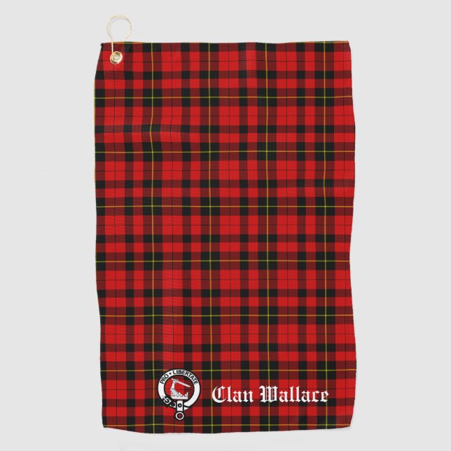 Toalla De Golf Personalizable de Clan Wallace Escudo Badge y Tart (Anverso)