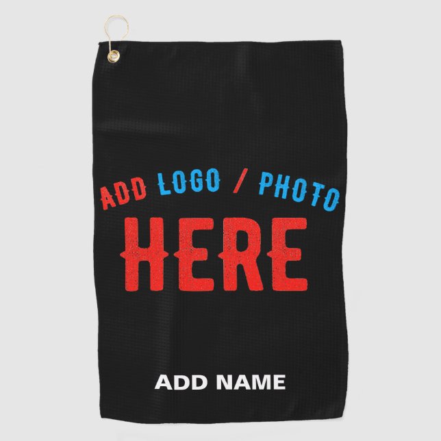 TOALLA DE GOLF PERSONALIZABLE MODERNO ESTILO NEGRO VERIFICADO MAR (Anverso)