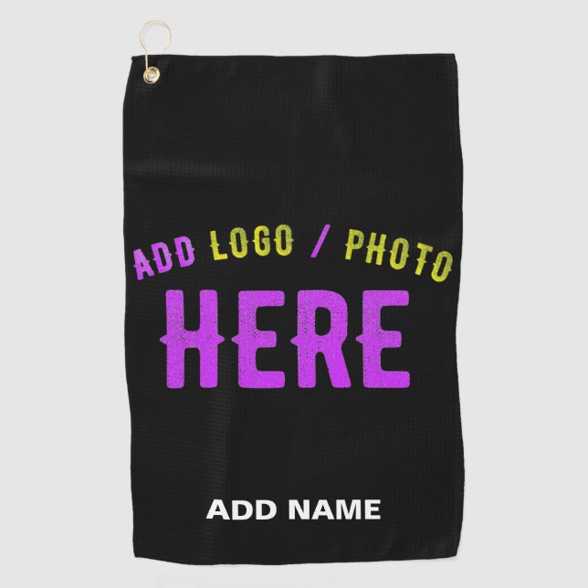 TOALLA DE GOLF PERSONALIZABLE MODERNO ESTILO NEGRO VERIFICADO MAR (Anverso)