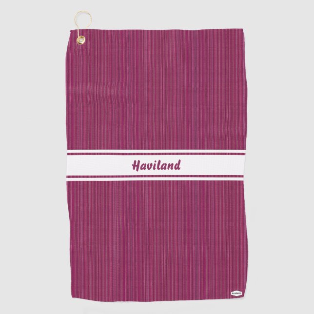 Toalla de golf personalizada Cherry Pink Plaid HAM (Anverso)