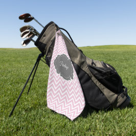 Toalla de golf personalizada Chevron rosa