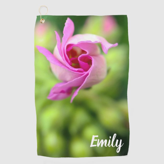 Toalla de Golf Personalizada con Capullo de Flor R (Anverso)