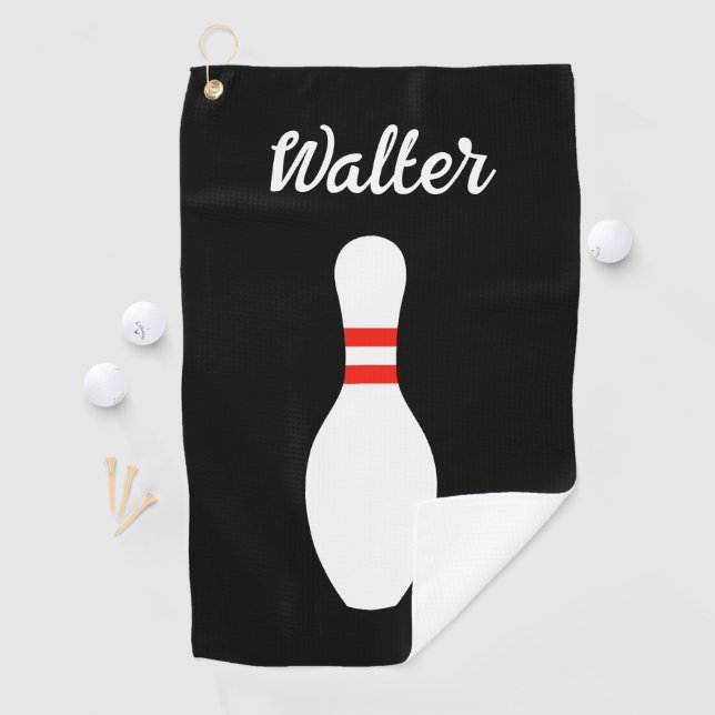 Toalla de golf personalizada con diseño de boliche (In situ)