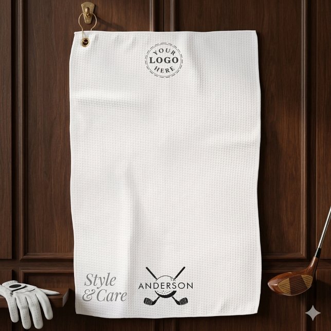 Toalla de Golf Personalizada con Estilo de Nombre  (Personalized Golf Towel Stylish Name Logo Design)