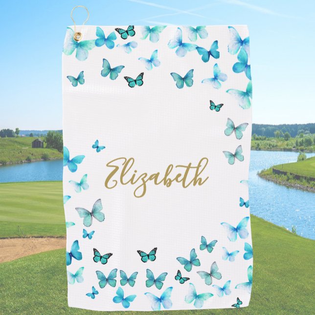 Toalla de Golf Personalizada con Mariposas Azul Tu (Subido por el creador)