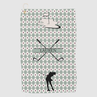 Toalla de golf personalizada con monograma Argyle