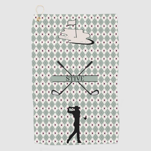 Toalla de Golf Personalizada con Monograma Argyle  (Anverso)