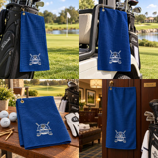 Toalla de Golf Personalizada con Monograma Azul Ma