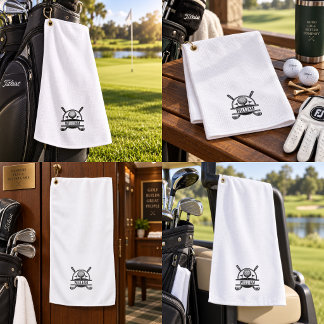 Toalla de Golf Personalizada con Monograma Blanco