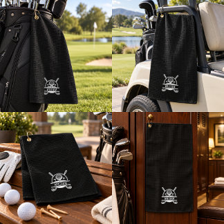 Toalla de Golf Personalizada con Monograma Negro