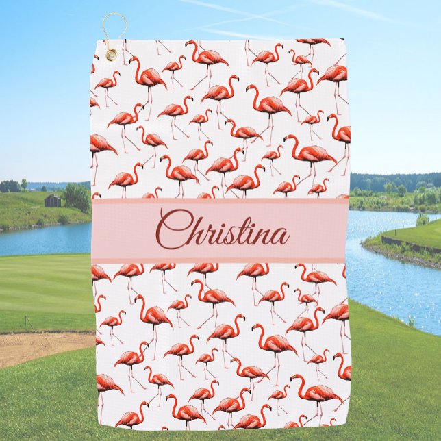 Toalla de golf personalizada de flamenco rosa dive (Subido por el creador)