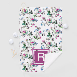 Toalla de golf personalizada Floral Monograma para