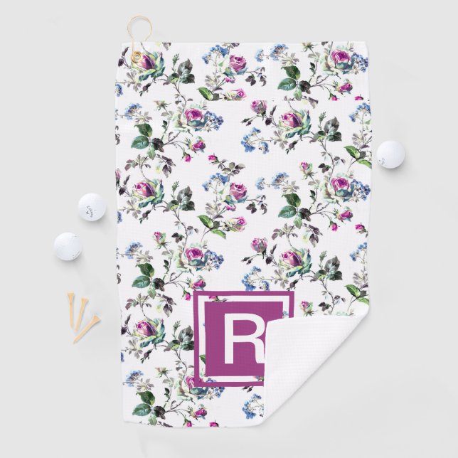Toalla de golf personalizada Floral Monograma para (In situ)