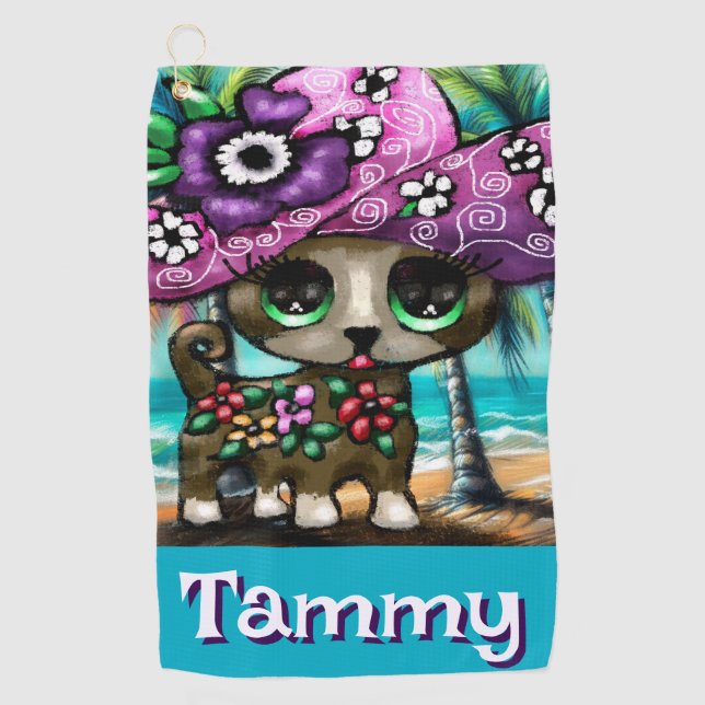 Toalla De Golf Personalizada la caprichosa palma de perro Chihuah (Anverso)