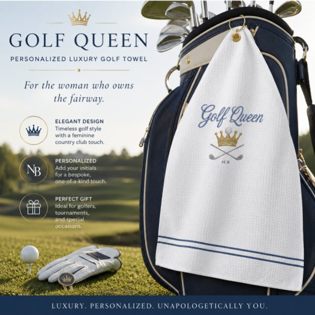 Toalla de Golf Personalizada para Damas | Regalo d (Luxury personalized golf towel with elegant country club styling for stylish women golfers.)