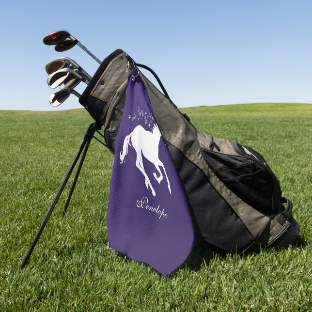 Toalla de golf personalizada Purple Unicorn (Verde)