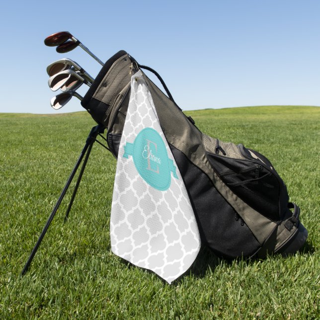 Toalla de golf personalizada Quatrefoil verde azul (Verde)