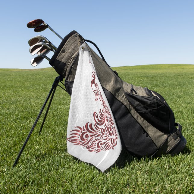 Toalla de golf personalizada Red Peacock (Verde)