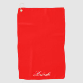 Toalla de golf personalizada roja con nombre perso