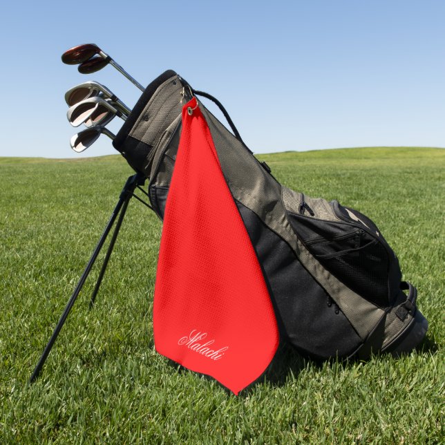 Toalla de golf personalizada roja con nombre perso (Verde)
