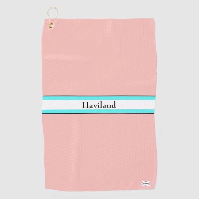 Toalla de golf personalizada Salmon peach Aqua HAM (Anverso)