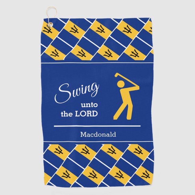 Toalla De Golf Personalizado BARBADOS Christian Swing To Lord (Anverso)