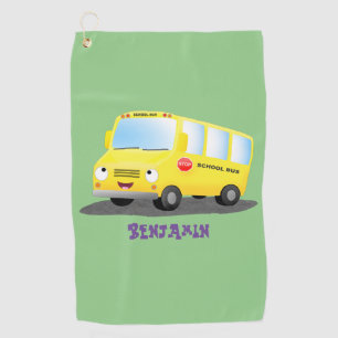 Toalla De Golf Personalizado de autobús escolar alegre y amarillo