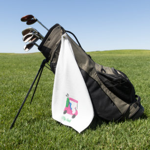 Toalla De Golf Personalizado de carrito de golf rosa Preppy