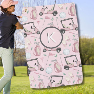 Toalla De Golf Personalizado de diseño de golf femenino rosa eleg