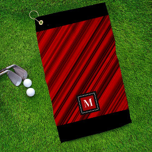 Toalla De Golf Personalizado de franjas diagonales rojas y negras