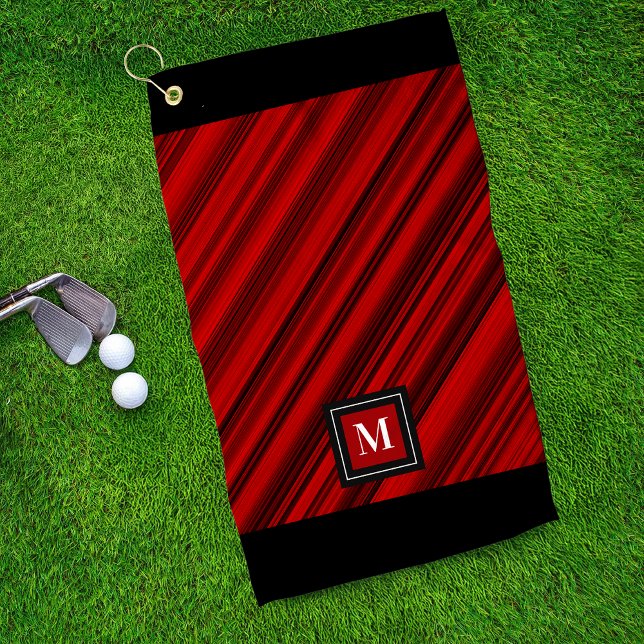 Toalla De Golf Personalizado de franjas diagonales rojas y negras (Subido por el creador)