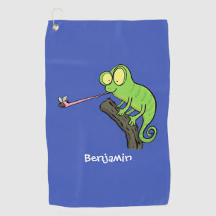 Toalla De Golf Personalizado de lagarto de camaleón verde lindo