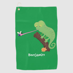 Toalla De Golf Personalizado de lagarto de camaleón verde lindo