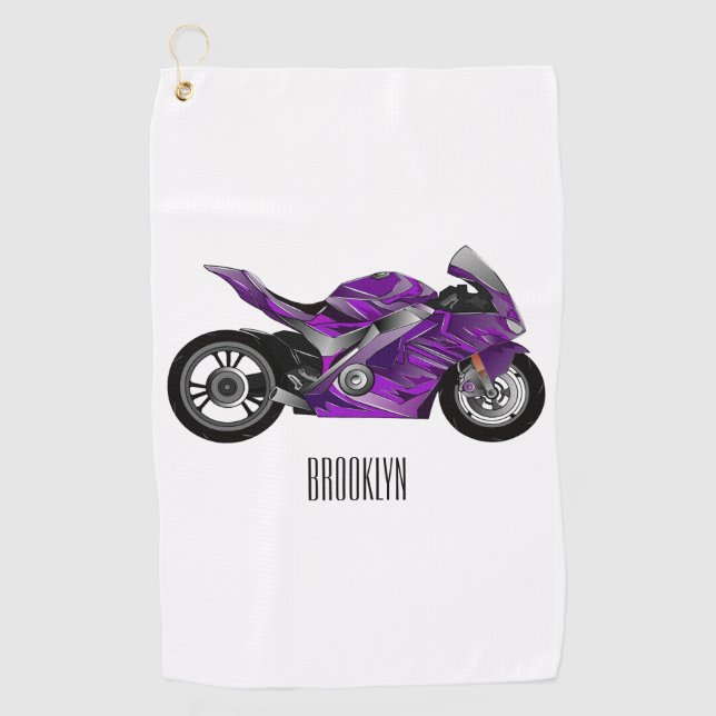 Toalla De Golf Personalizado de motocicleta Purple (Anverso)