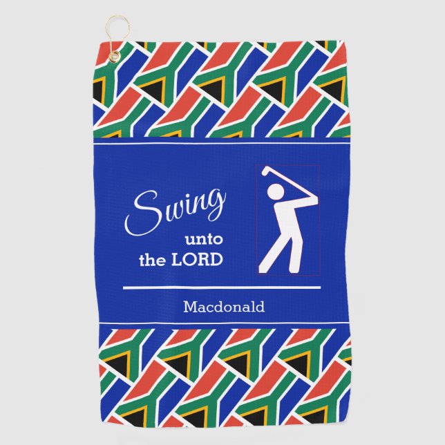 Toalla De Golf Personalizado de SUDÁFRICA Christian Swing To Lord (Anverso)