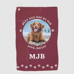 Toalla De Golf Personalizado Dog Mejor Papá Nunca Foto Roja