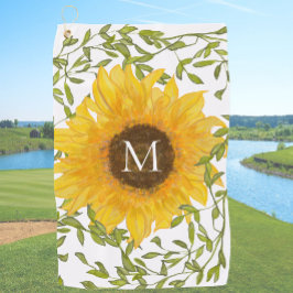 Toalla De Golf Personalizado floral de girasol amarillo en monogr