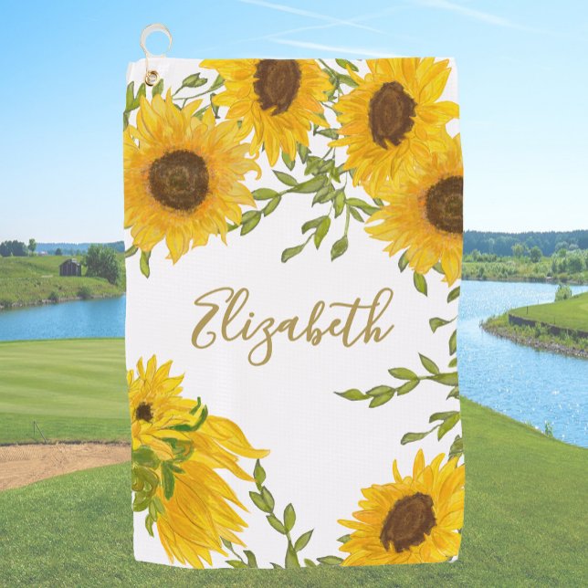 Toalla De Golf Personalizado floral de girasol amarillo en monogr (Subido por el creador)