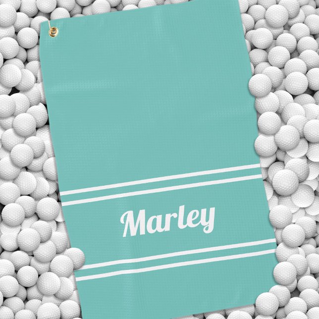 Toalla De Golf Personalizado Golfer Sports Classic Name Monograma (Custom Golfer Sports Classic Name Monogram Teal Golf Towel)
